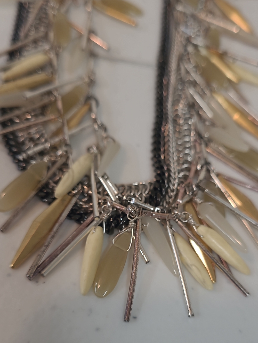 Stella & Dot Fringe Freya Mixed Metal Chain With Faux Stones Necklace 8" - Picture 6 of 7